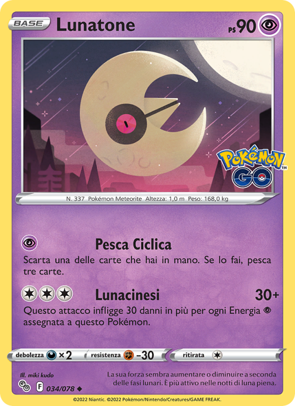 Lunatone 034/88 — Pokémon GO (Italian Pokémon TCG card)