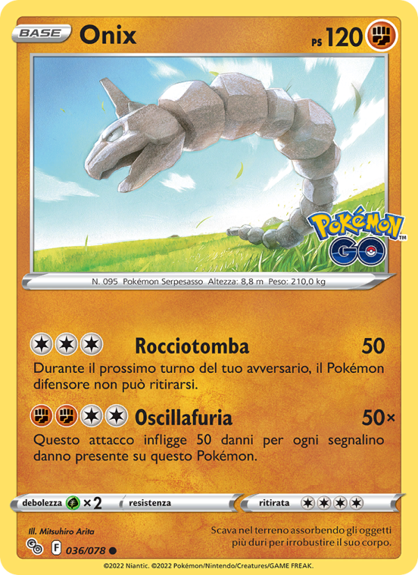 Onix 036/88 — Pokémon GO (Italian Pokémon TCG card)