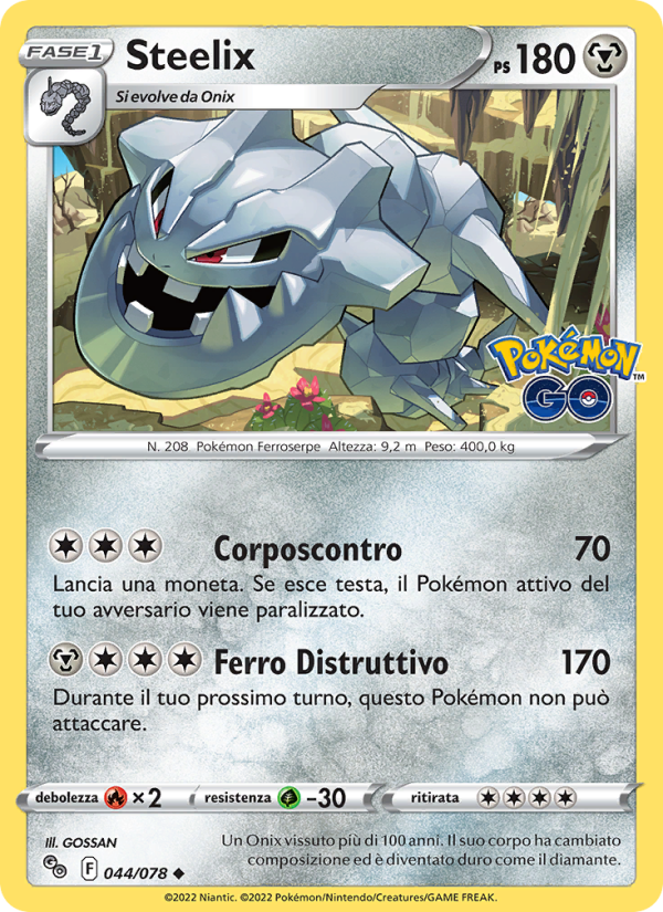 Steelix 044/88 — Pokémon GO (Italian Pokémon TCG card)