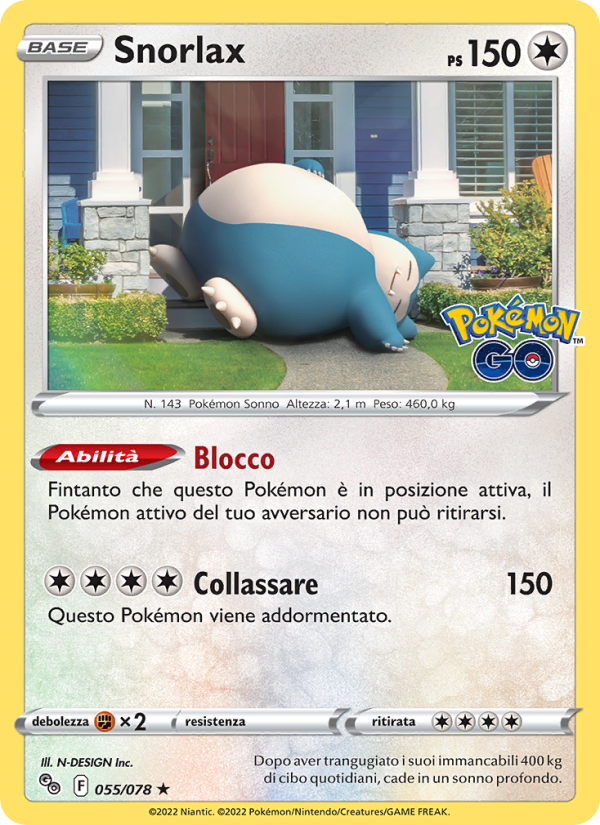 Snorlax 055/88 — Pokémon GO (Italian Pokémon TCG card)