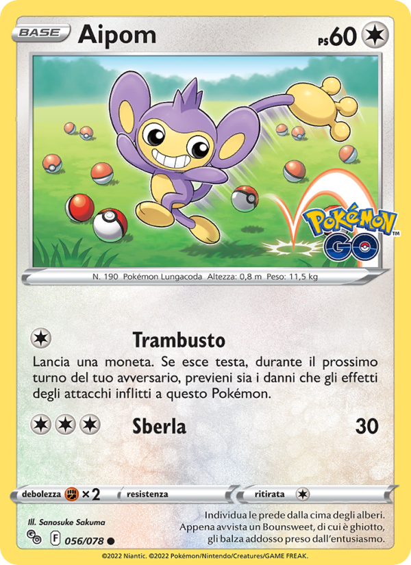 Aipom 056/88 — Pokémon GO (Italian Pokémon TCG card)