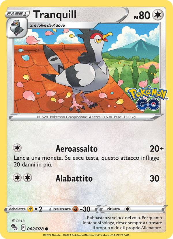 Tranquill 062/88 — Pokémon GO (Italian Pokémon TCG card)