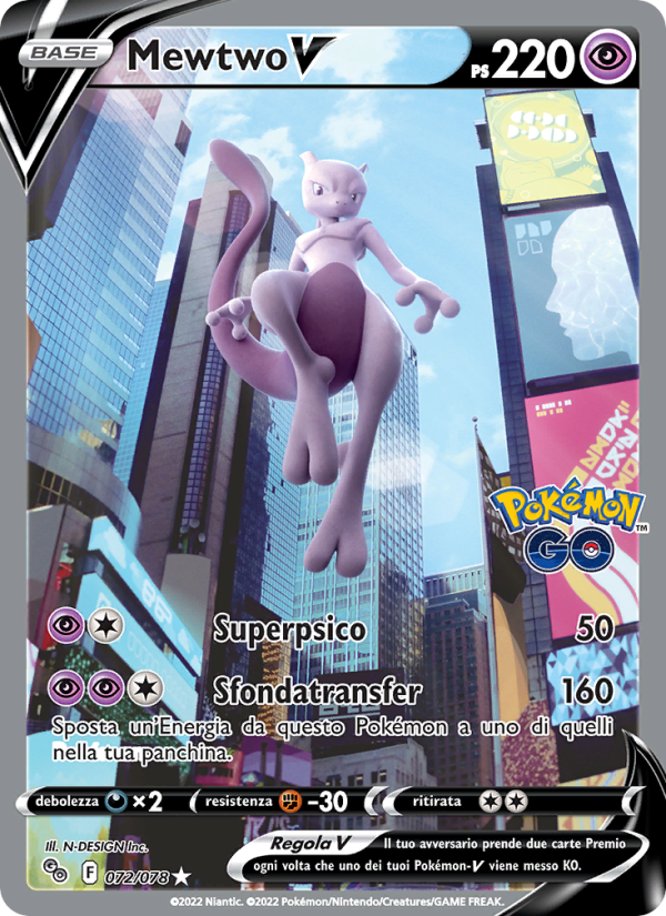 Mewtwo V 072/88 — Pokémon GO (Italian Pokémon TCG card)
