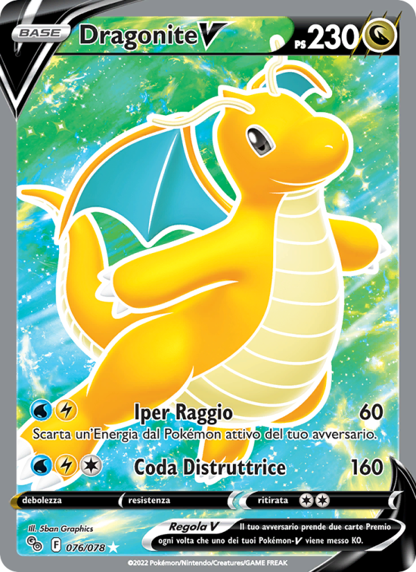 Dragonite V 076/88 — Pokémon GO (Italian Pokémon TCG card)