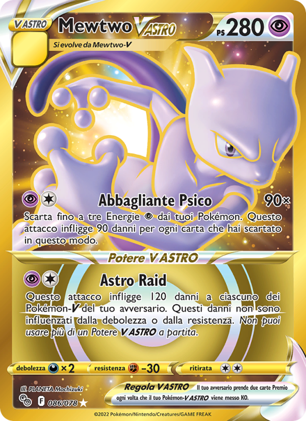 Mewtwo V ASTRO 086/88 — Pokémon GO (Italian Pokémon TCG card)