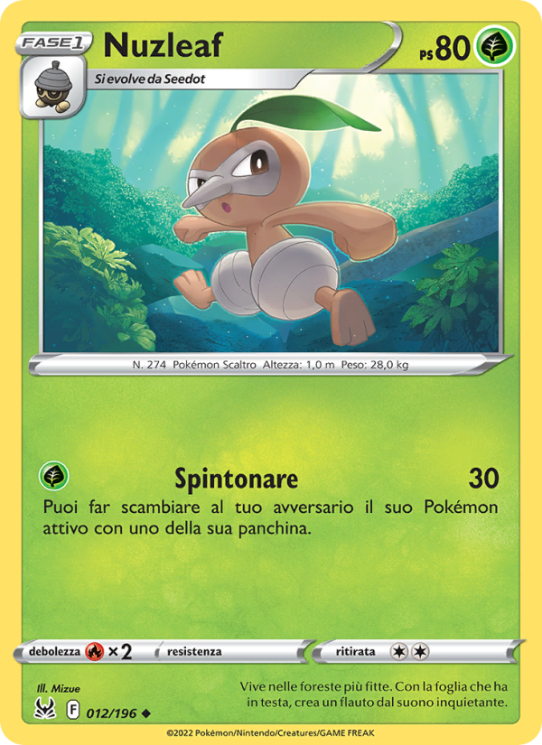 Nuzleaf 012/247 — Lost Origin (Italian Pokémon TCG card)