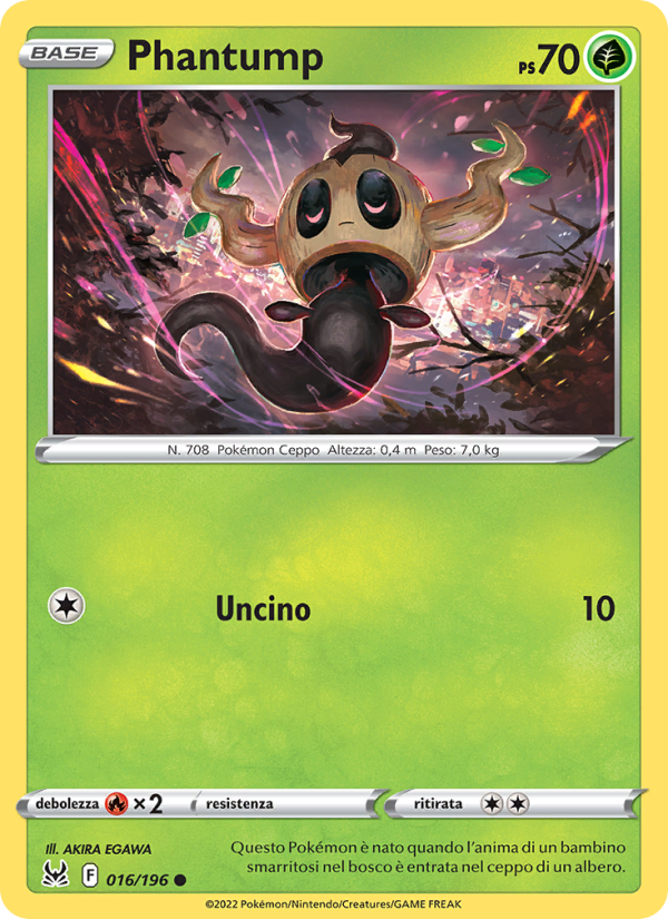 Phantump 016/247 — Lost Origin (Italian Pokémon TCG card)