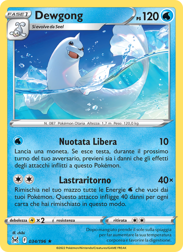 Dewgong 034/247 — Lost Origin (Italian Pokémon TCG card)