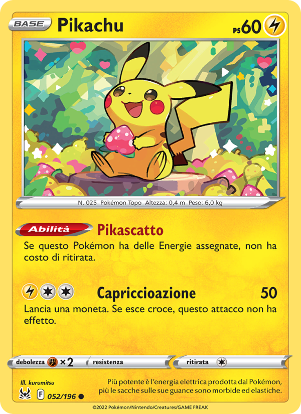 Pikachu 052/247 — Lost Origin (Italian Pokémon TCG card)