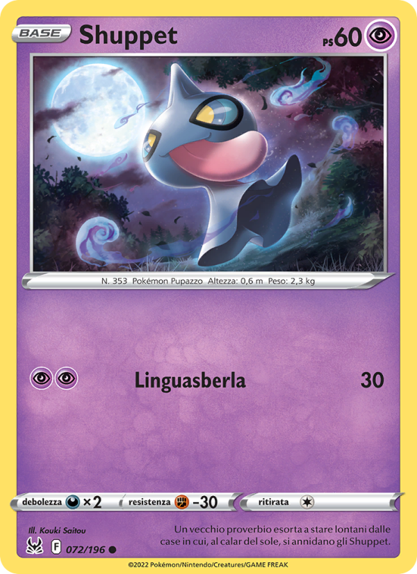 Shuppet 072/247 — Lost Origin (Italian Pokémon TCG card)
