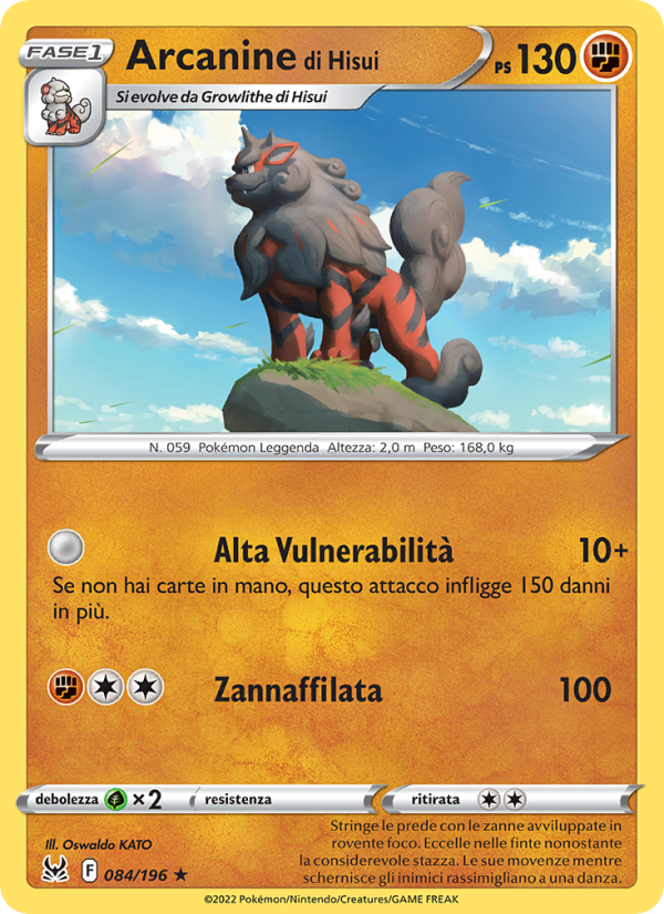 Arcanine di Hisui 084/247 — Lost Origin (Italian Pokémon TCG card)