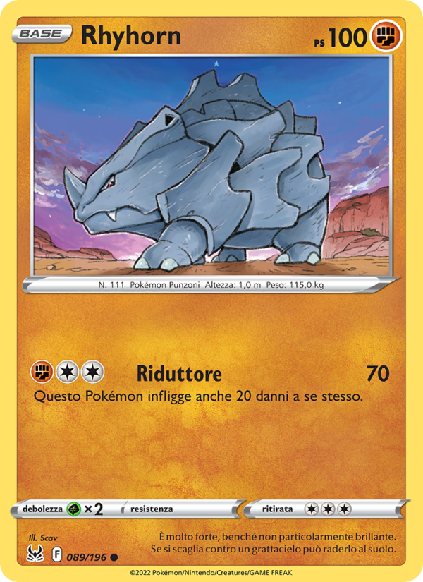 Rhyhorn 089/247 — Lost Origin (Italian Pokémon TCG card)