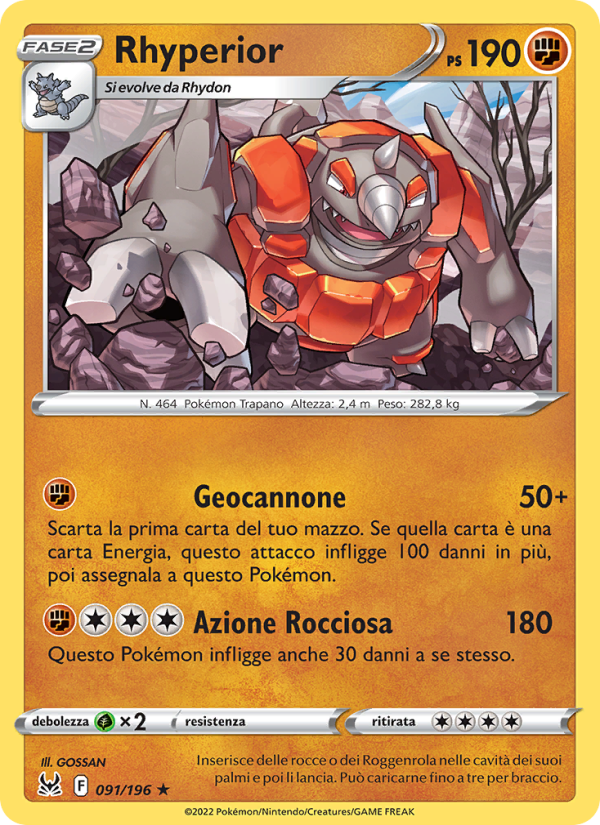 Rhyperior 091/247 — Lost Origin (Italian Pokémon TCG card)