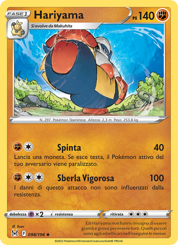 Hariyama 098/247 — Lost Origin (Italian Pokémon TCG card)