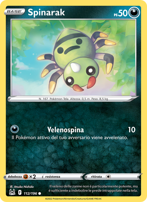 Spinarak 112/247 — Lost Origin (Italian Pokémon TCG card)