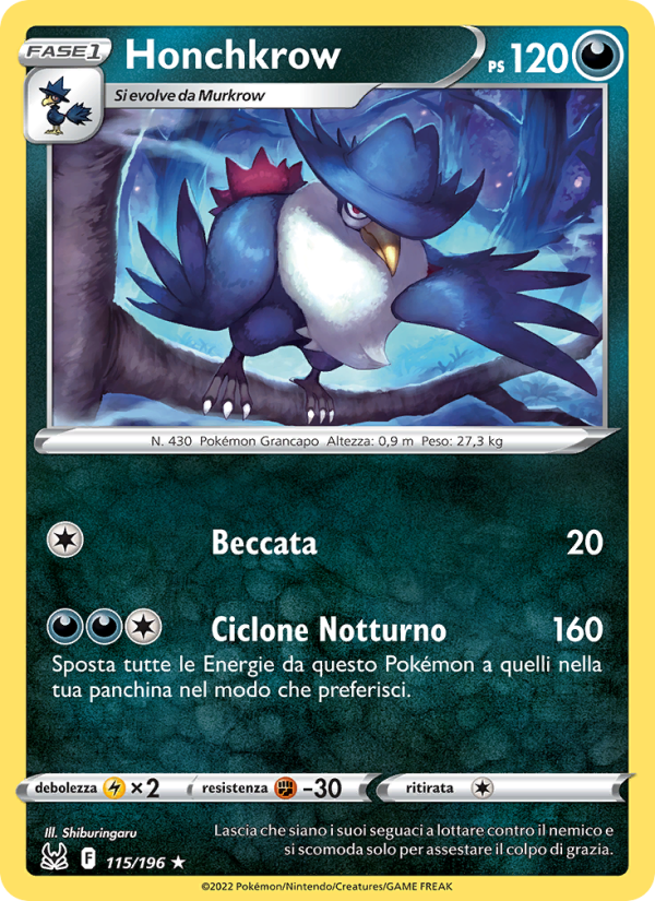Honchkrow 115/247 — Lost Origin (Italian Pokémon TCG card)