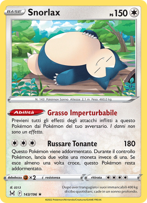 Snorlax 143/247 — Lost Origin (Italian Pokémon TCG card)