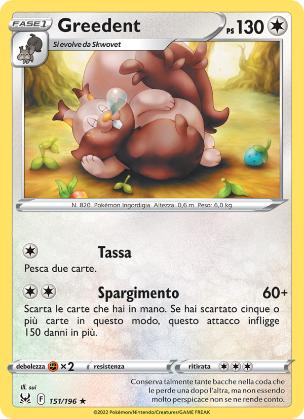 Greedent 151/247 — Lost Origin (Italian Pokémon TCG card)