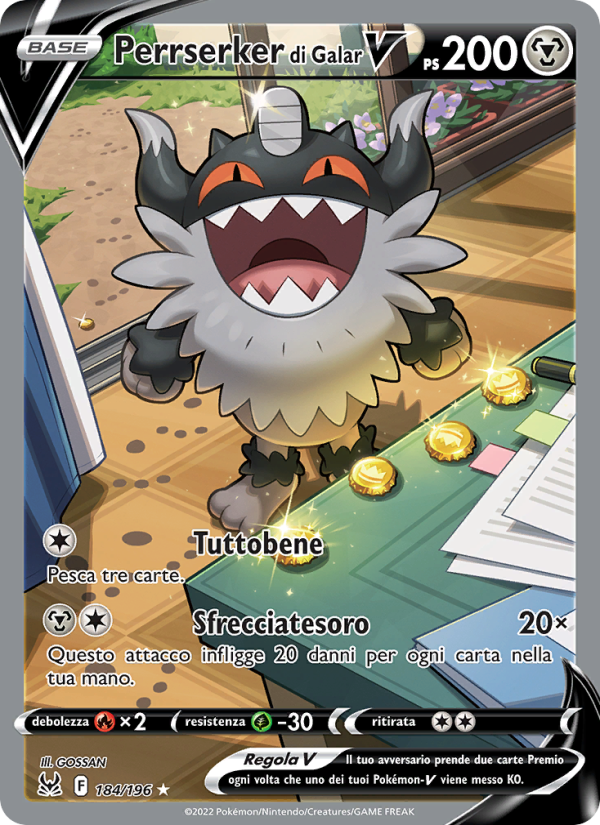 Perrserker di Galar V 184/247 — Lost Origin (Italian Pokémon TCG card)