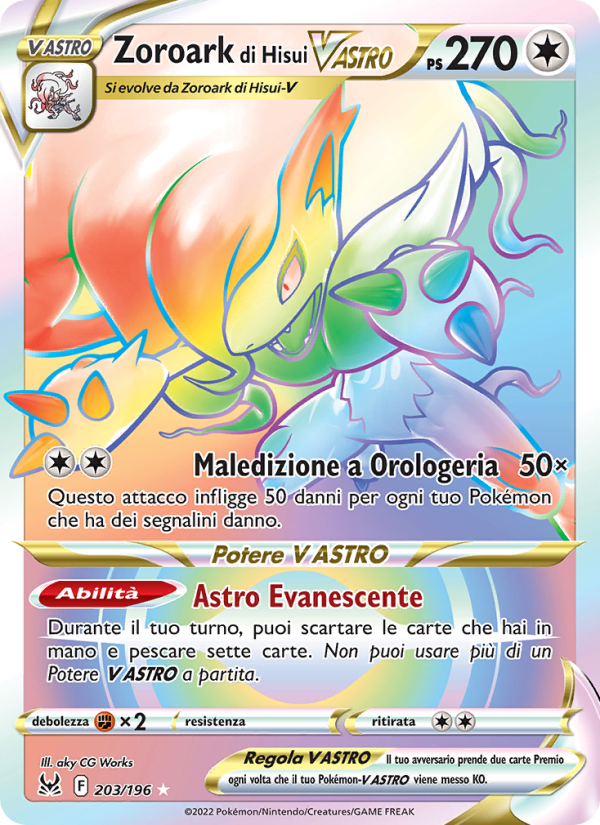 Zoroark di Hisui V ASTRO 203/247 — Lost Origin (Italian Pokémon TCG card)