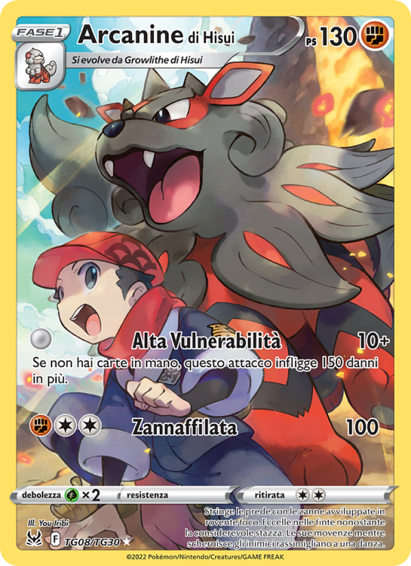 Arcanine di Hisui TG08 — Lost Origin (Italian Pokémon TCG card)