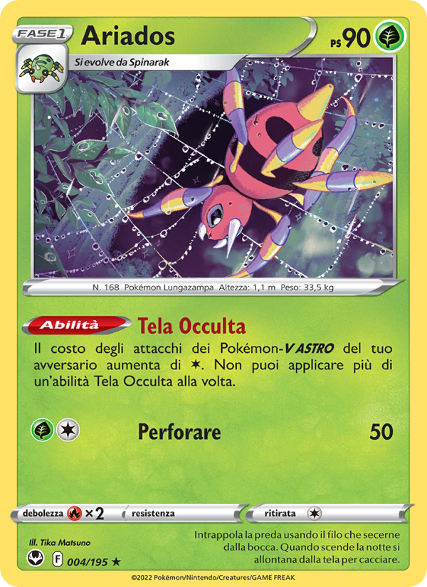 Ariados 004/245 — Silver Tempest (Italian Pokémon TCG card)
