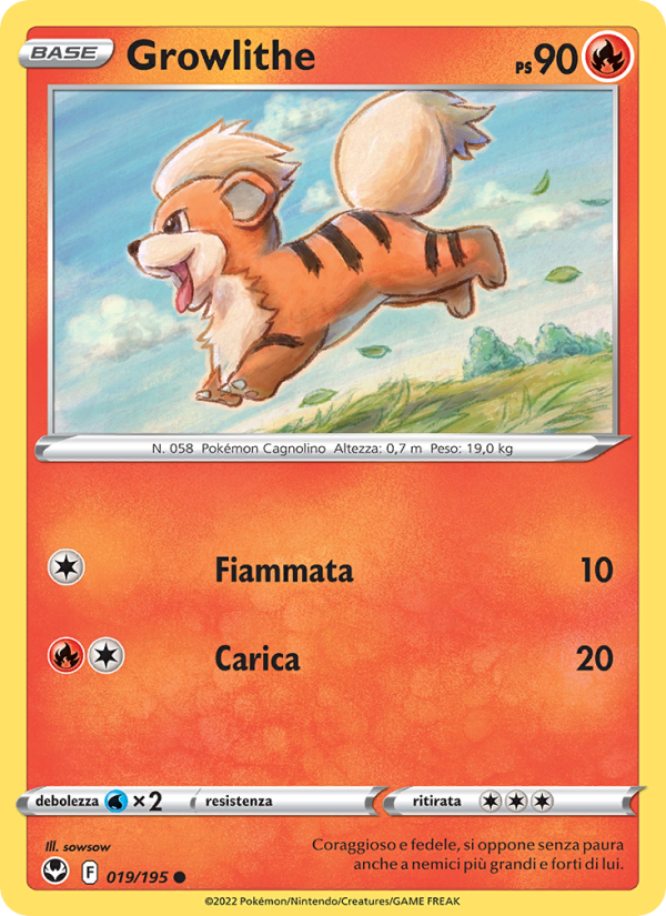 Growlithe 019/245 — Silver Tempest (Italian Pokémon TCG card)
