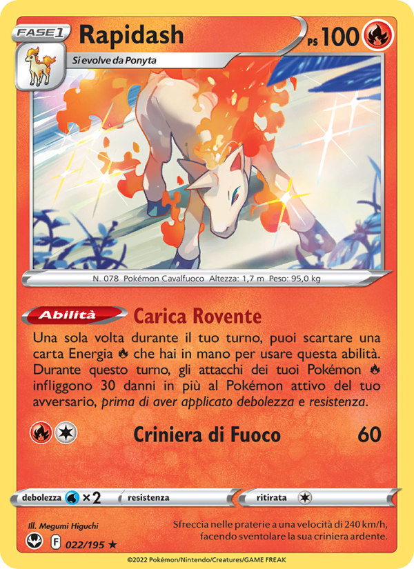 Rapidash 022/245 — Silver Tempest (Italian Pokémon TCG card)