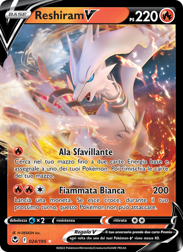 Reshiram V 024/245 — Silver Tempest (Italian Pokémon TCG card)