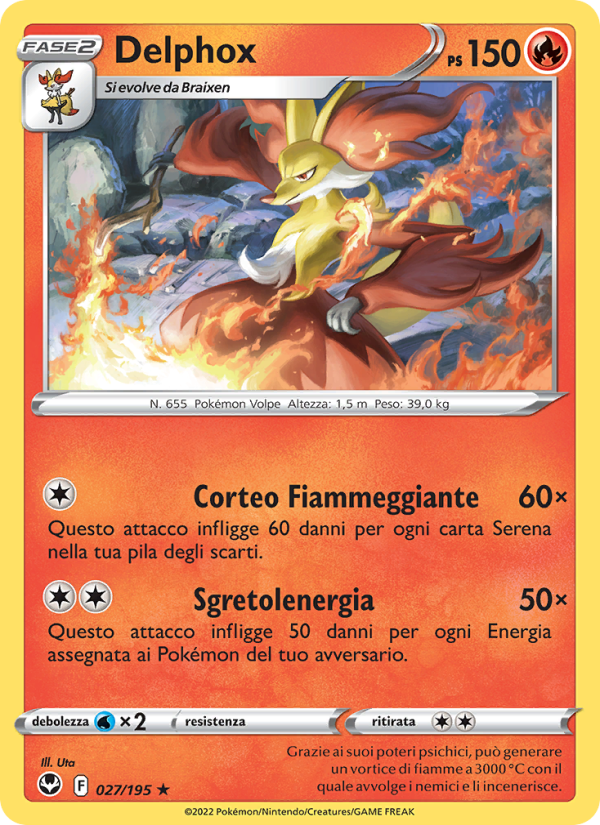 Delphox 027/245 — Silver Tempest (Italian Pokémon TCG card)