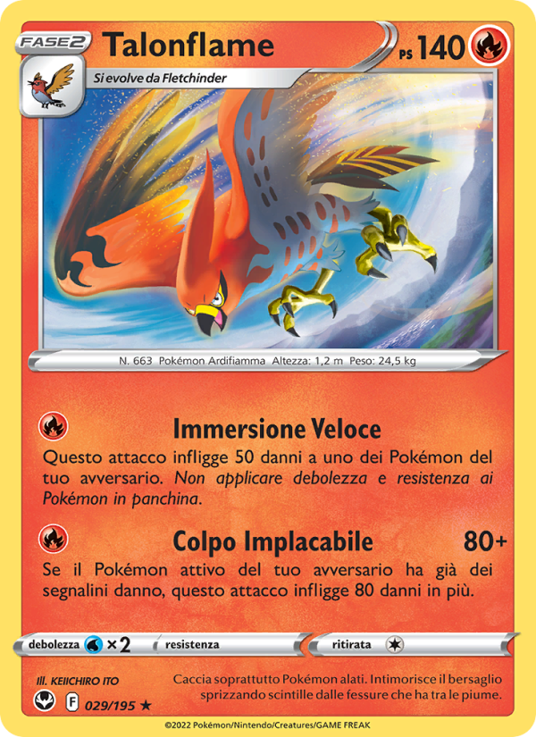 Talonflame 029/245 — Silver Tempest (Italian Pokémon TCG card)
