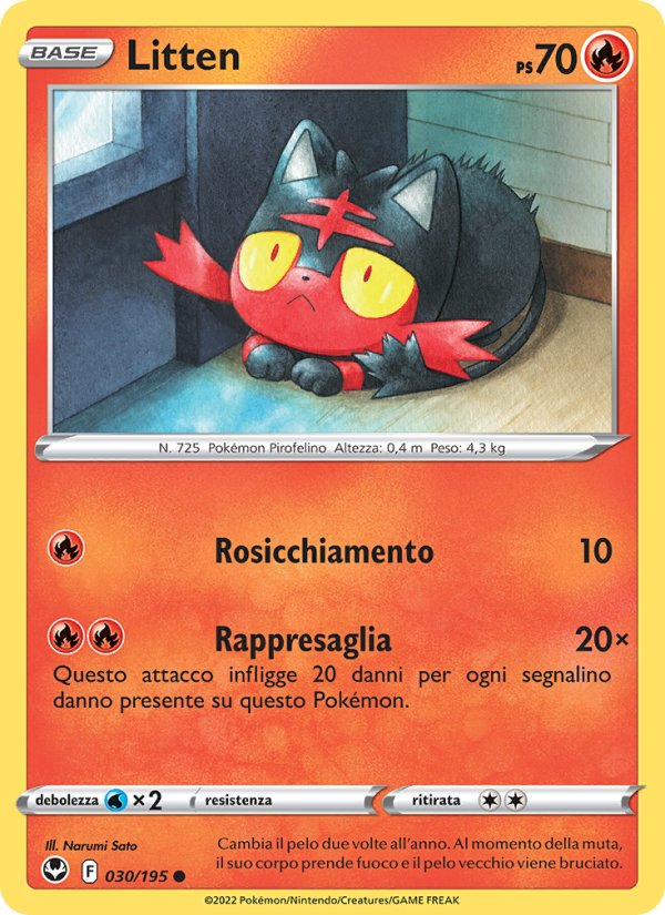 Litten 030/245 — Silver Tempest (Italian Pokémon TCG card)
