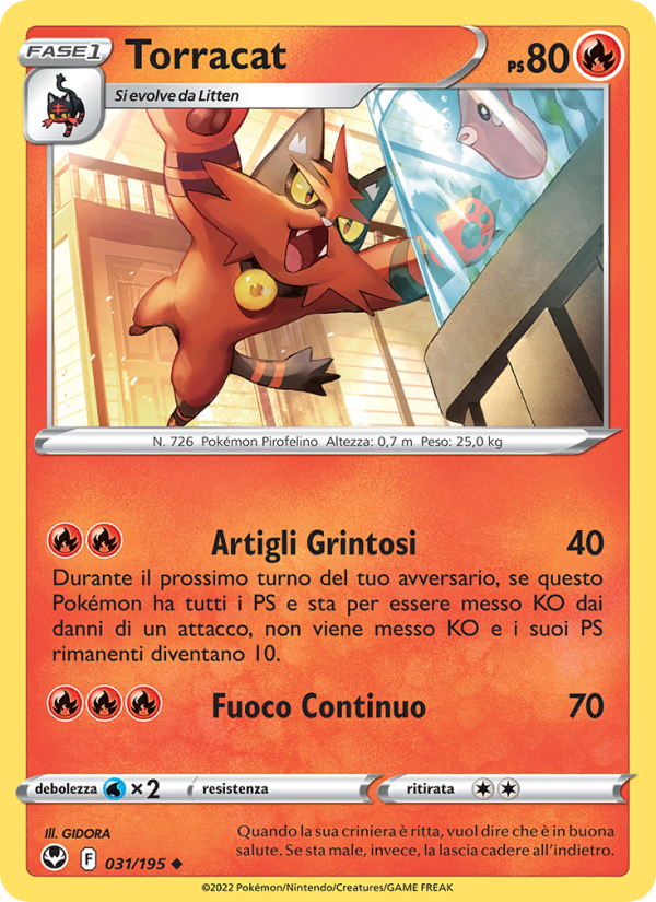 Torracat 031/245 — Silver Tempest (Italian Pokémon TCG card)