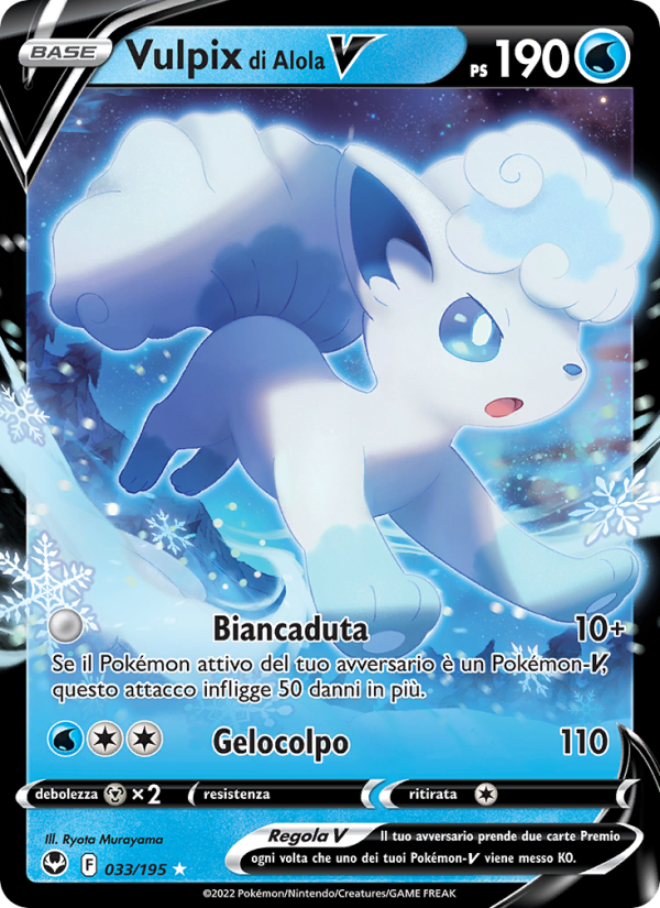 Vulpix di Alola V 033/245 — Silver Tempest (Italian Pokémon TCG card)