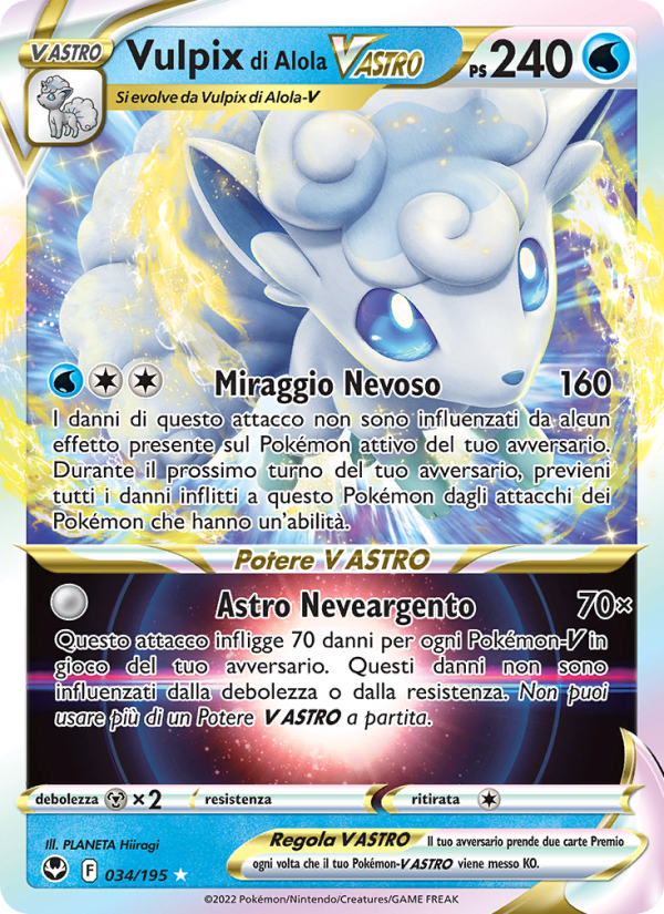 Vulpix di Alola V ASTRO 034/245 — Silver Tempest (Italian Pokémon TCG card)