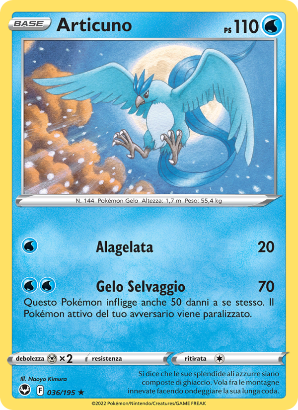 Articuno 036/245 — Silver Tempest (Italian Pokémon TCG card)