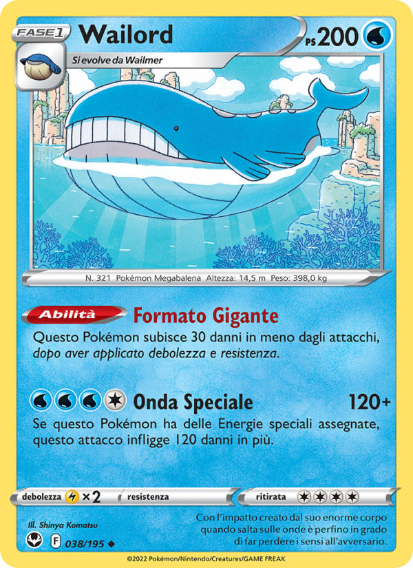 Wailord 038/245 — Silver Tempest (Italian Pokémon TCG card)