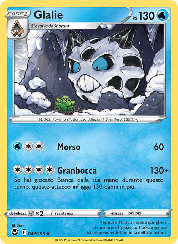 Glalie 042/245 — Silver Tempest (Italian Pokémon TCG card)