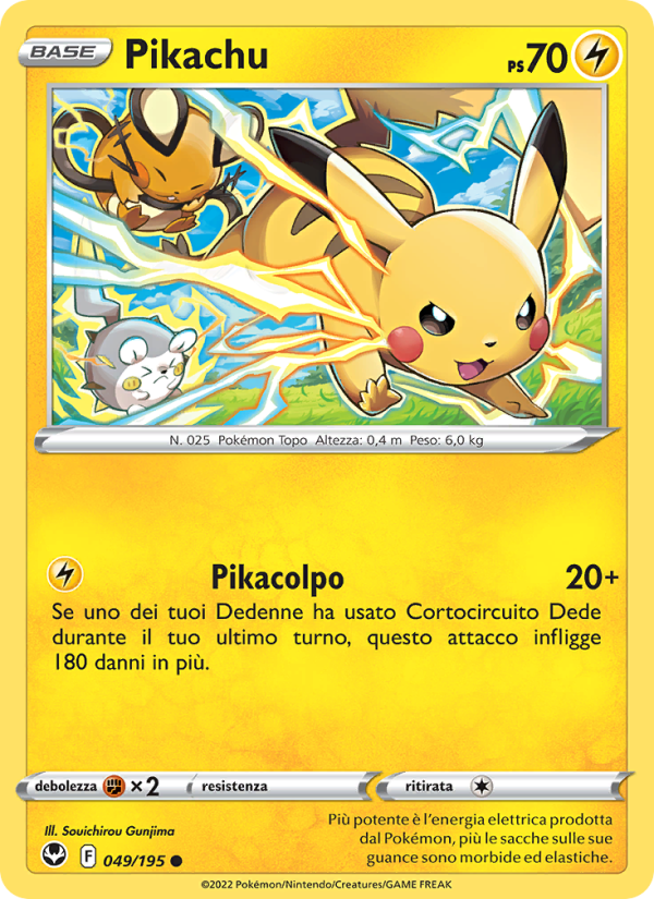 Pikachu 049/245 — Silver Tempest (Italian Pokémon TCG card)
