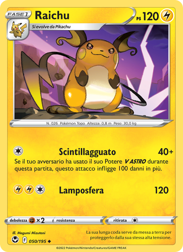Raichu 050/245 — Silver Tempest (Italian Pokémon TCG card)