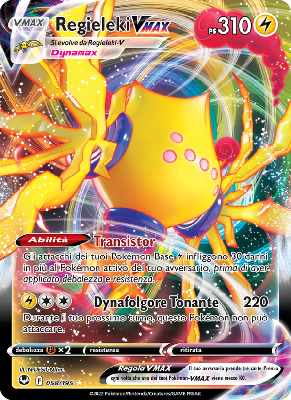 Regieleki VMAX 058/245 — Silver Tempest (Italian Pokémon TCG card)