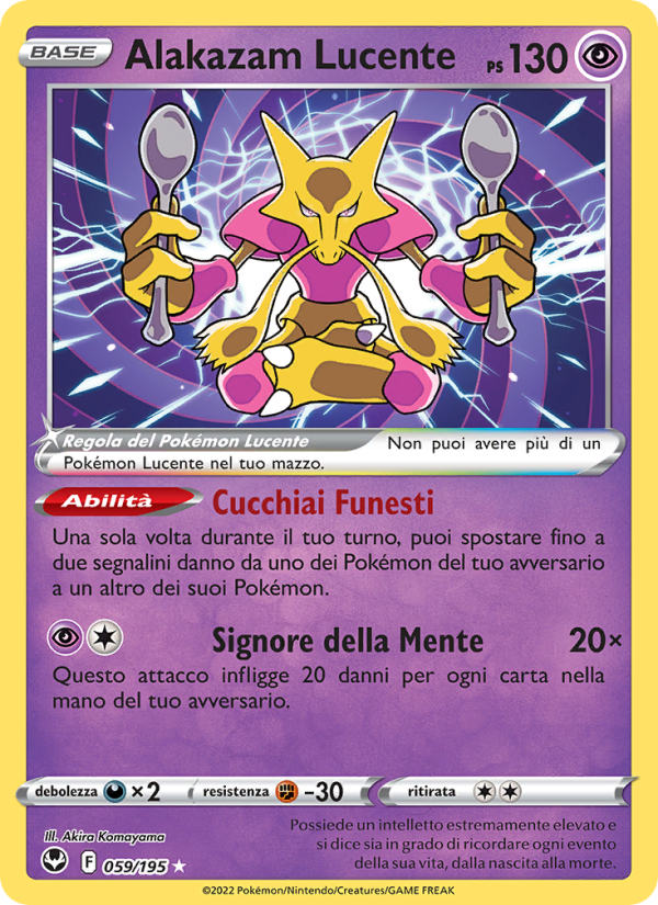 Alakazam Lucente 059/245 — Silver Tempest (Italian Pokémon TCG card)
