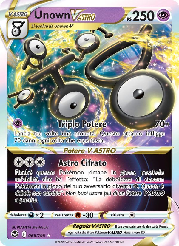 Unown V ASTRO 066/245 — Silver Tempest (Italian Pokémon TCG card)