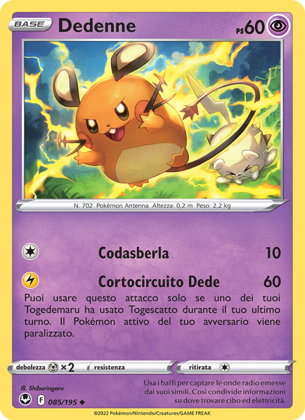 Dedenne 085/245 — Silver Tempest (Italian Pokémon TCG card)