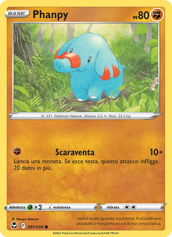Phanpy 091/245 — Silver Tempest (Italian Pokémon TCG card)
