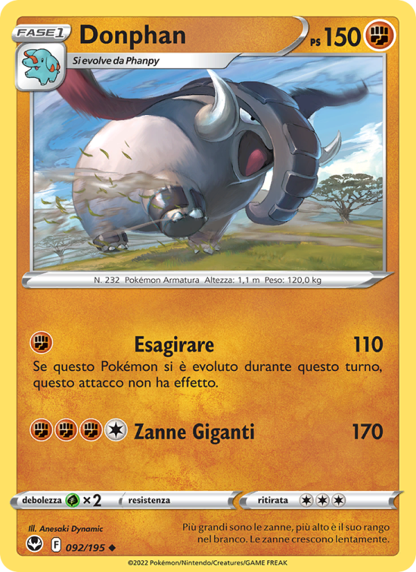 Donphan 092/245 — Silver Tempest (Italian Pokémon TCG card)