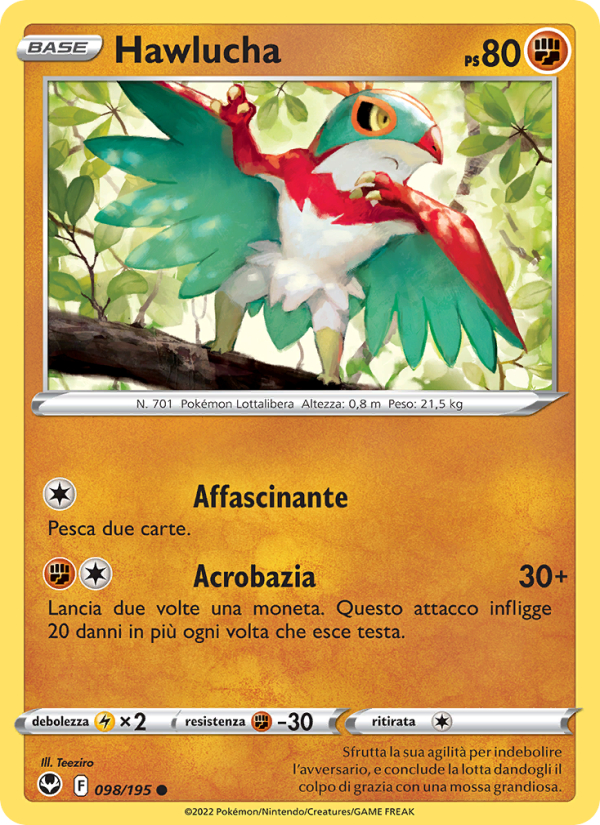 Hawlucha 098/245 — Silver Tempest (Italian Pokémon TCG card)