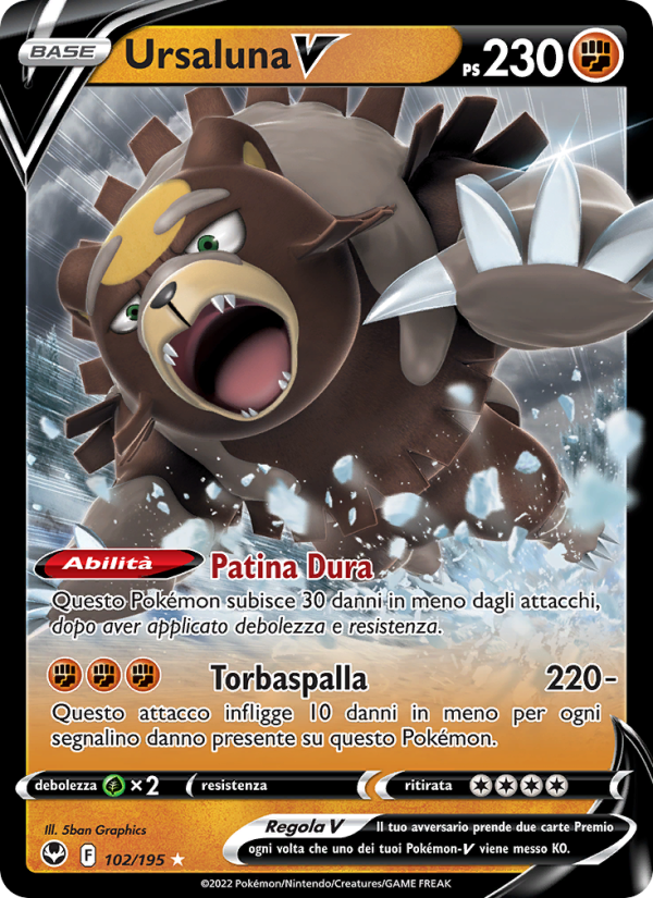Ursaluna V 102/245 — Silver Tempest (Italian Pokémon TCG card)