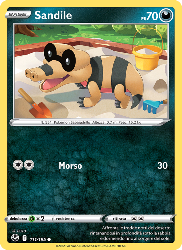 Sandile 111/245 — Silver Tempest (Italian Pokémon TCG card)