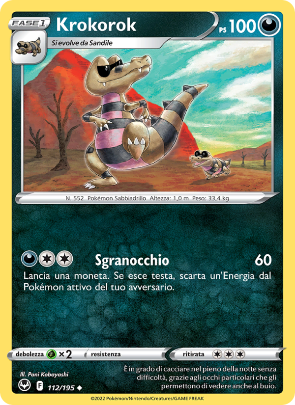 Krokorok 112/245 — Silver Tempest (Italian Pokémon TCG card)